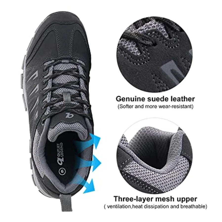 OutJet Legend Men's Waterproof Hiking Shoes Leather Lightweight