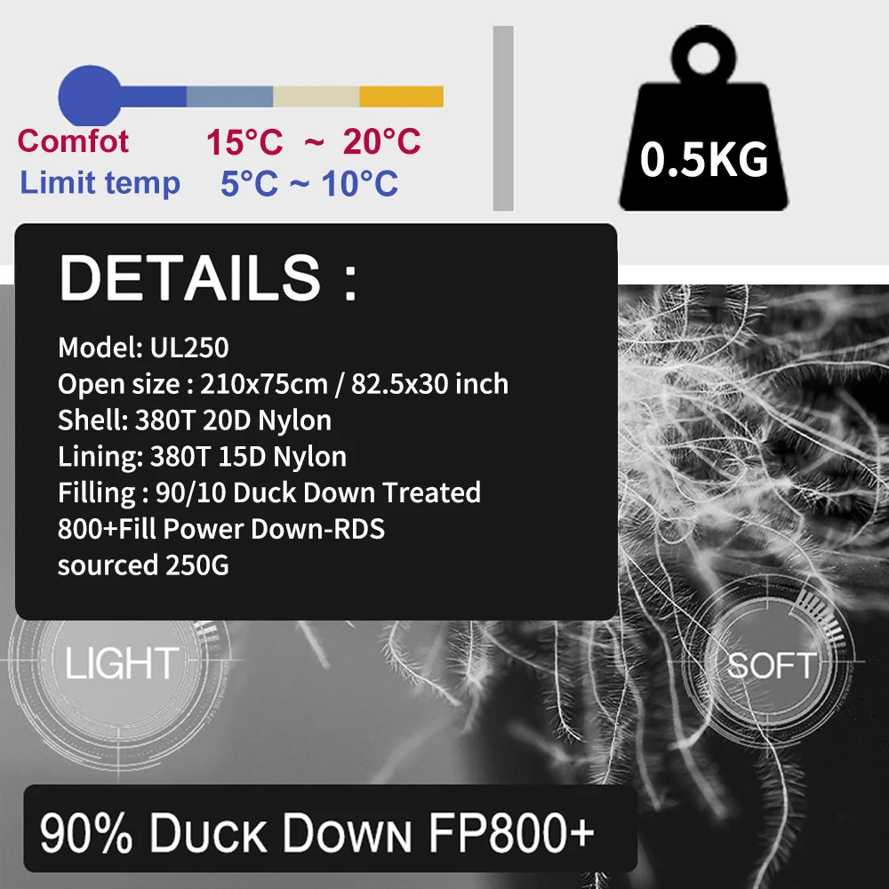 Kamperbox Ultralight Duck Down Sleeping Bag For Outdoor Camping