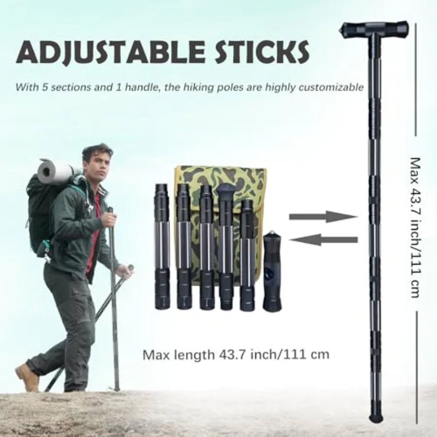 Hiking Tactical Walking Staff Trekking Poles Outdoor Multitool