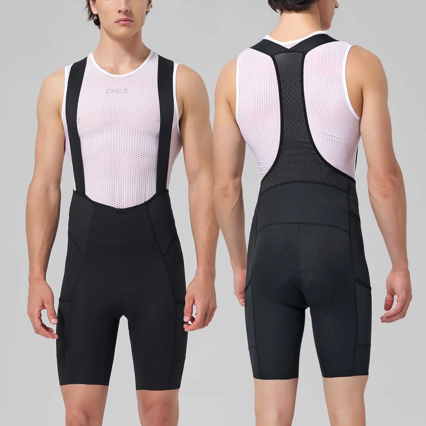 Cheji Men's Cycling Bib Shorts Seamless Quick-Drying Breathable