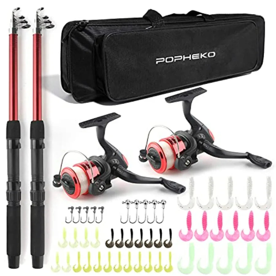 Telescopic Fishing Rod Reel Combo 2pc Collapsible Spinning Set