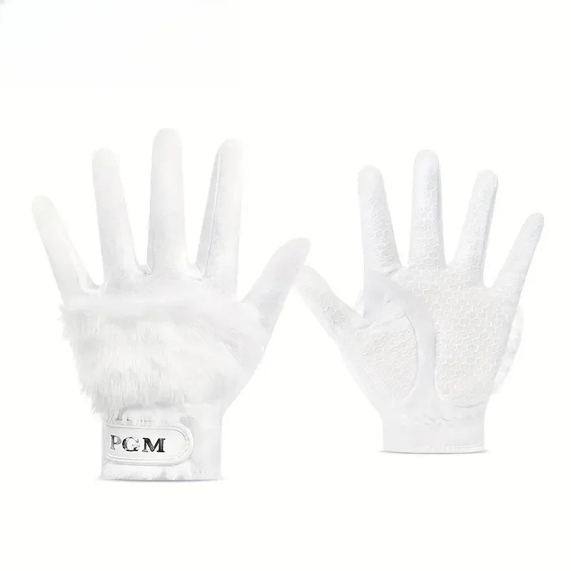 Winter Golf Gloves Plush Rabbit Fur Warm Non Slip Comfort