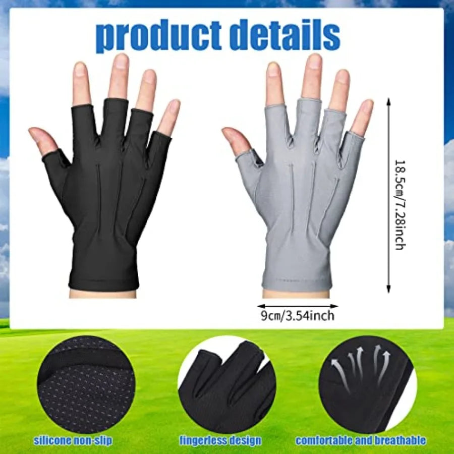 Summer Fingerless Gloves UV Protection Nonslip Touchscreen Driving Hiking Men