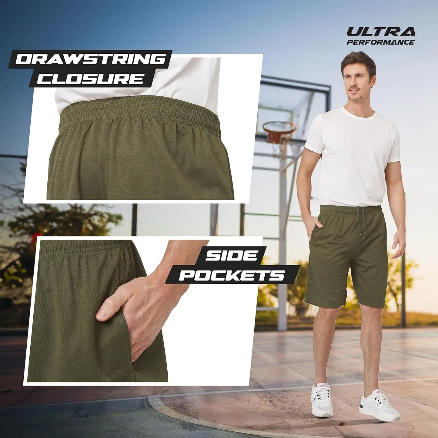 5 Pack Mens Shorts, Athletic Gym Shorts Workout Basketball Shorts for Men, SM - 5X