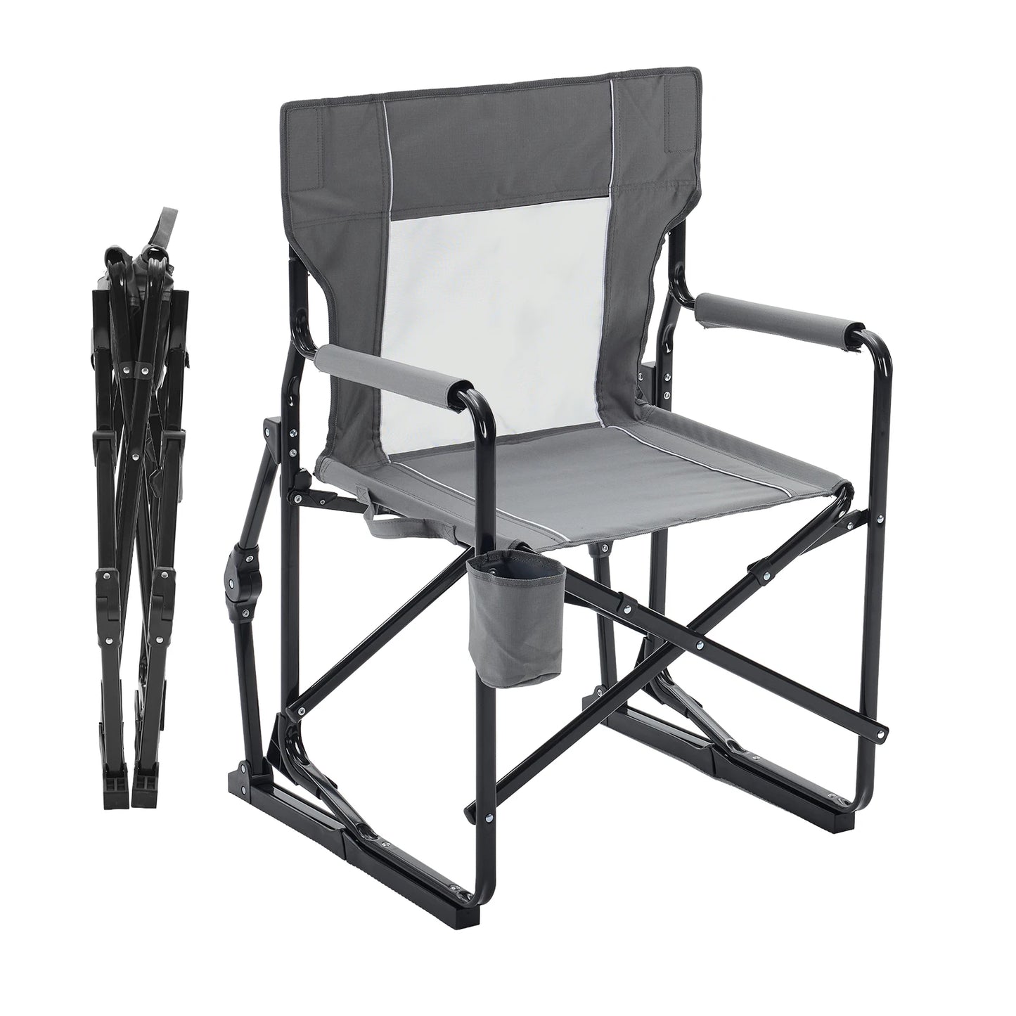 JHK Outdoor Folding Camping Chair With Mesh Back And Armrests