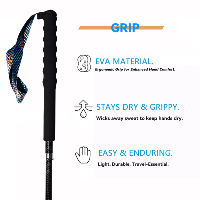 OKHEALING Ultralight Folding Trekking Poles Carbon Fiber