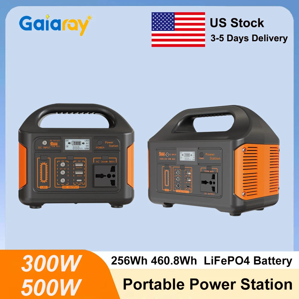 GaiaRay 460.8Wh Portable LiFePO4 Power Station 110V Emergency Generator