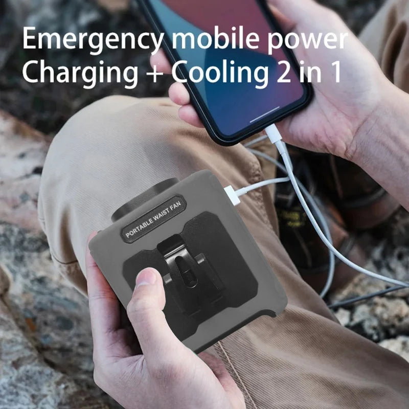 Portable Neck and Waist Clip Fan 10000mAh With Flashlight