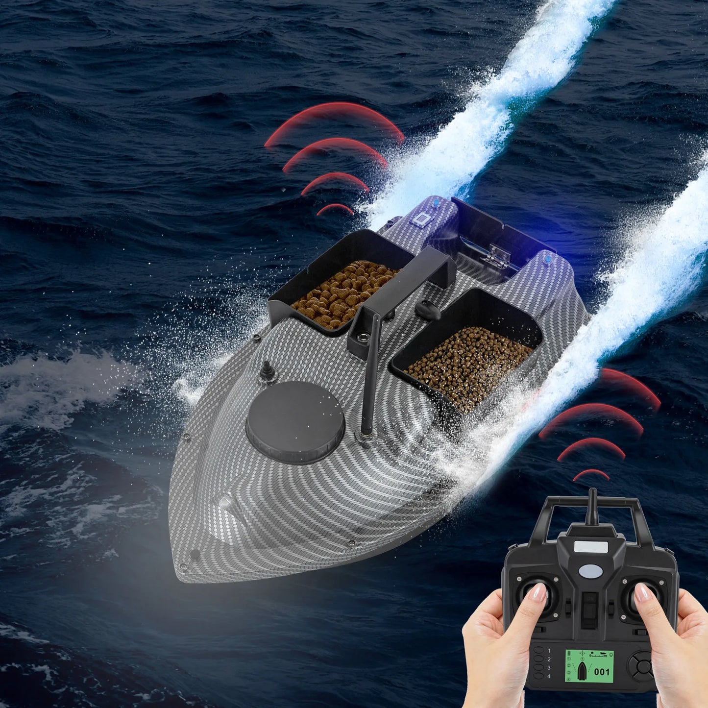 Rechargeable GPS Fishing Bait Boat With Dual Batteries 16 Points