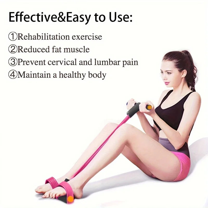Home Fitness Foot Pedal Resistance Trainer, EVA Cushioned Anti-Slip Foot Pedals, Durable Elastic Rope for Thigh, Waist & Core Tr