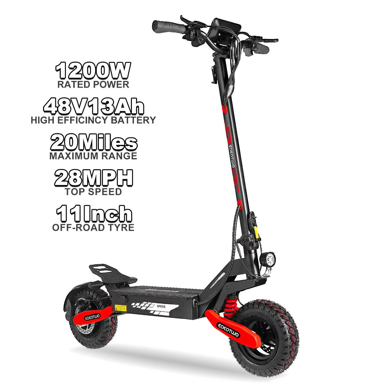 EOEOTWO 1200W Off Road Electric Scooter 48V 30MPH Foldable