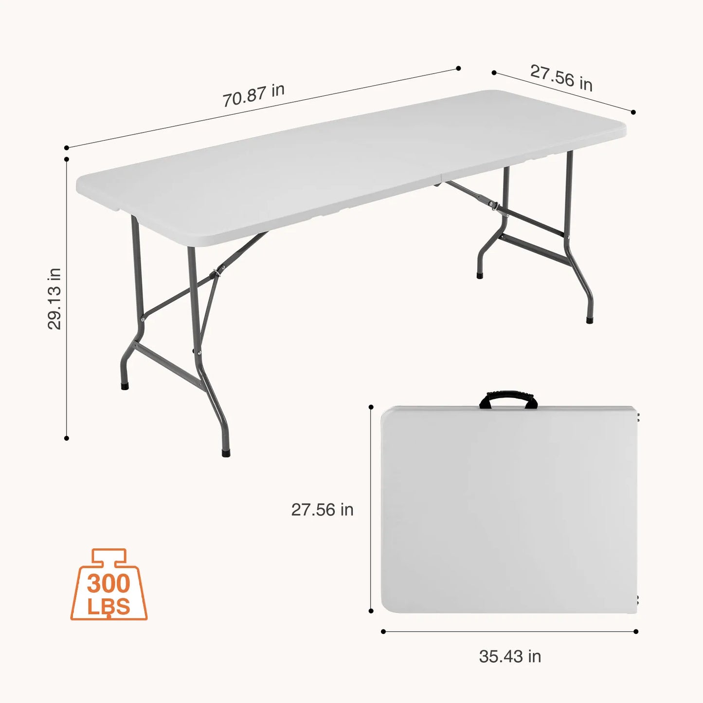 JHK Portable Folding Table Outdoor Indoor Heavy Duty With Handle