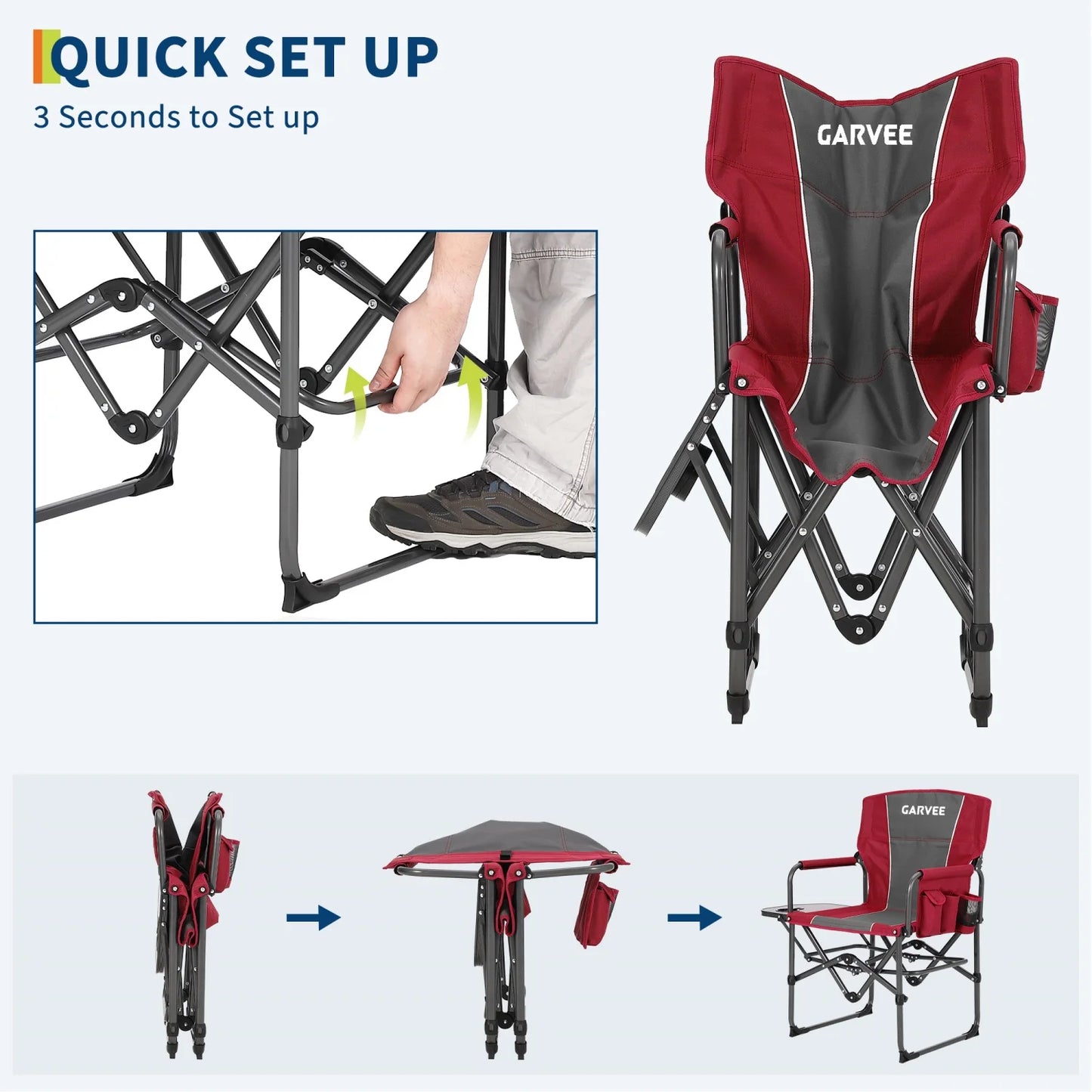 HiMISS Heavy-Duty Folding Directors Chair With Side Table Cup Holder