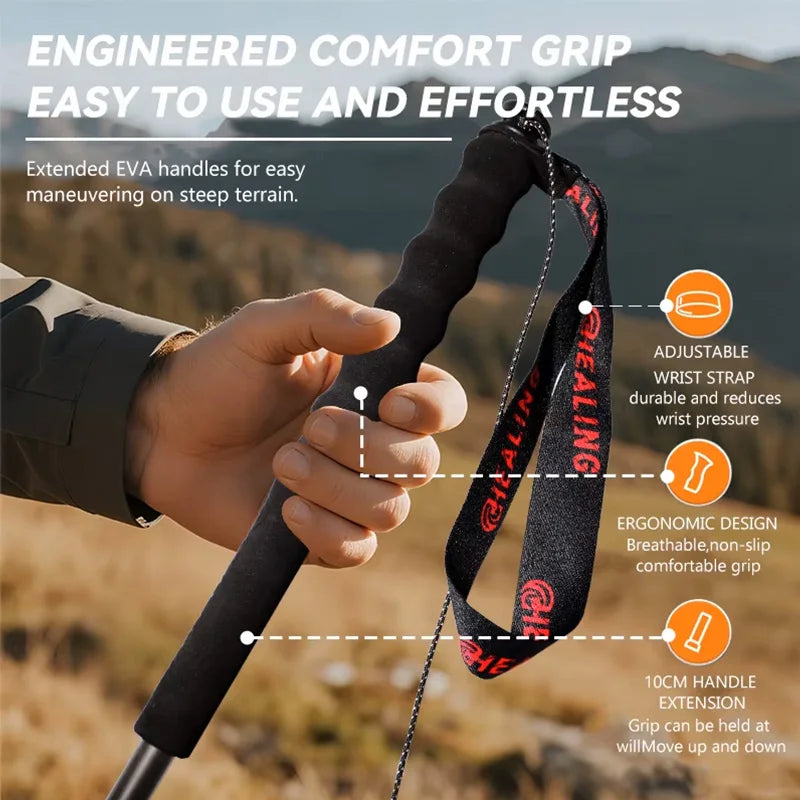 Okhealing Ultra Light Foldable Carbon Fiber Trekking Poles