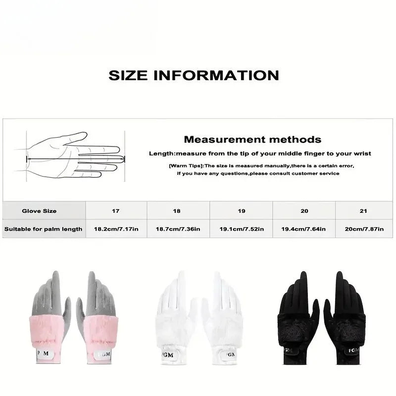 Winter Golf Gloves Plush Rabbit Fur Warm Non Slip Comfort