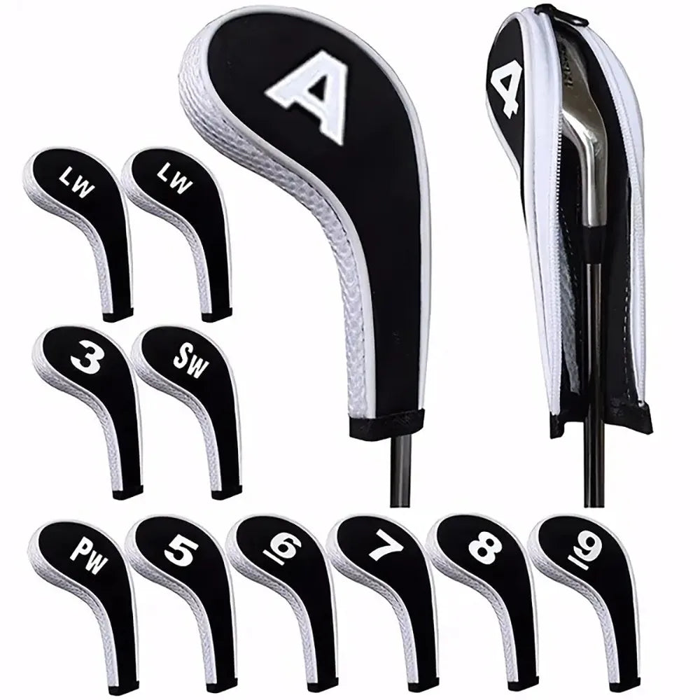 Neoprene Golf Club Covers 12-Piece Set with Zippered Driver Heads