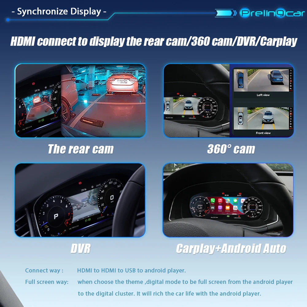 WOWUSEFUL Digital Dashboard Cluster For VW Golf 6 MK6