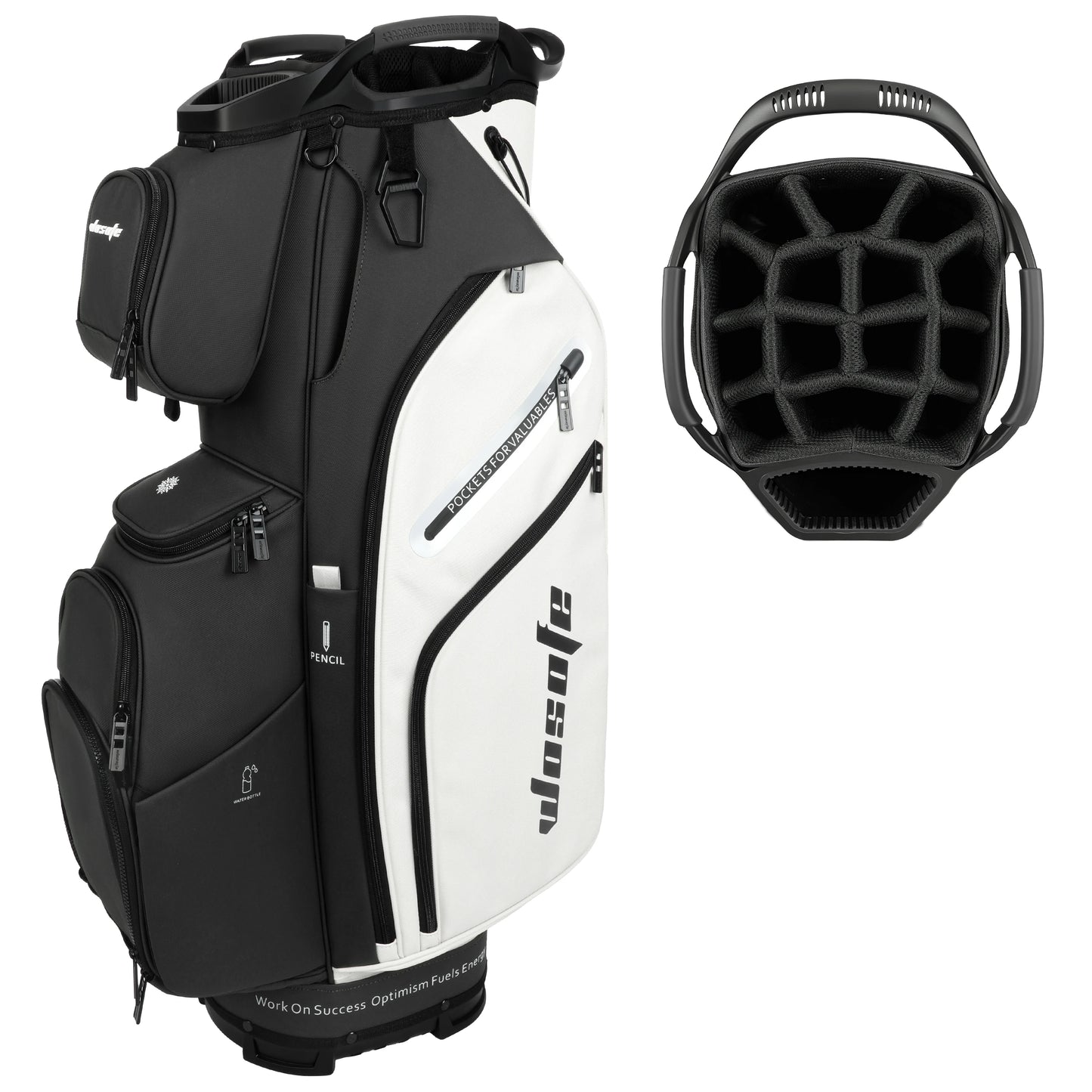 PU Leather Golf Cart Bag 14 Way Dividers 10 Pockets