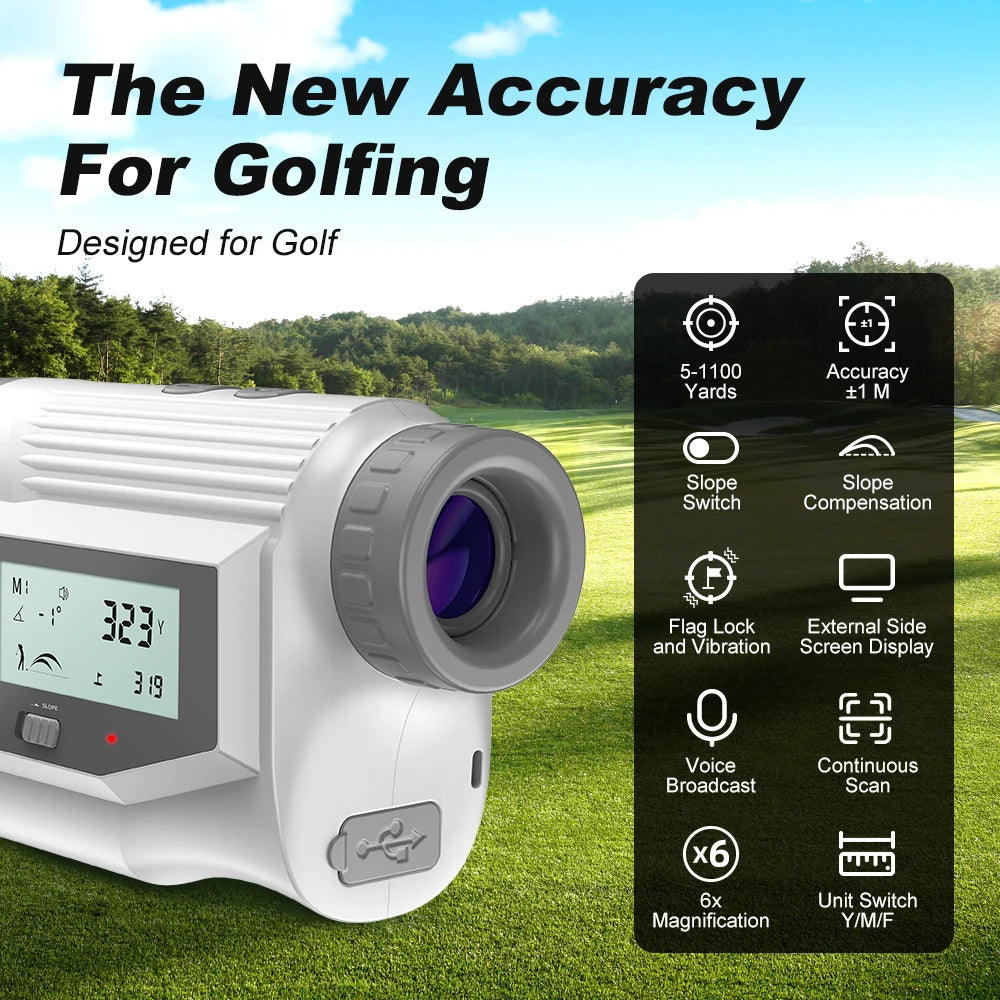 REVASRI Golf Rangefinder With Angle Switch Side Display Voice Prompts