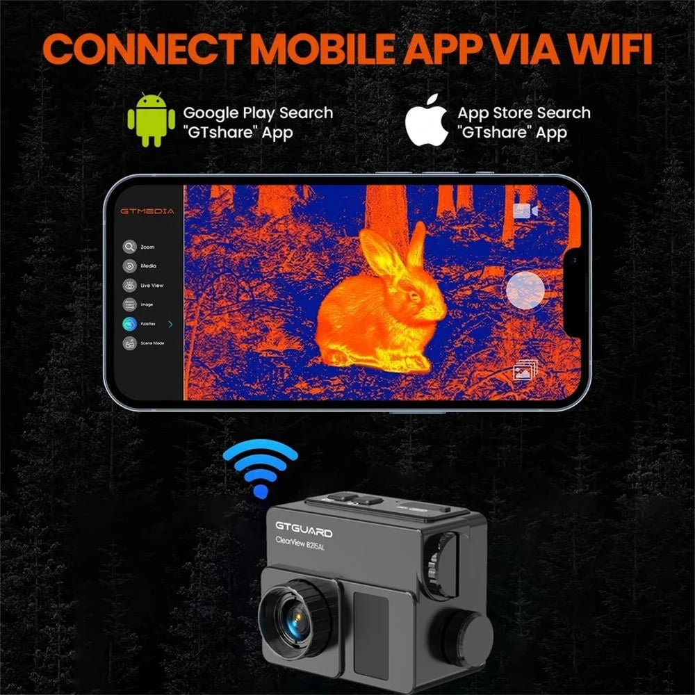 GTGUARD ClearView B215AL Thermal Imaging Scope Ai Super Resolution 384x288,8X Digital Zoom Night Vision Goggles Outdoor Hunting