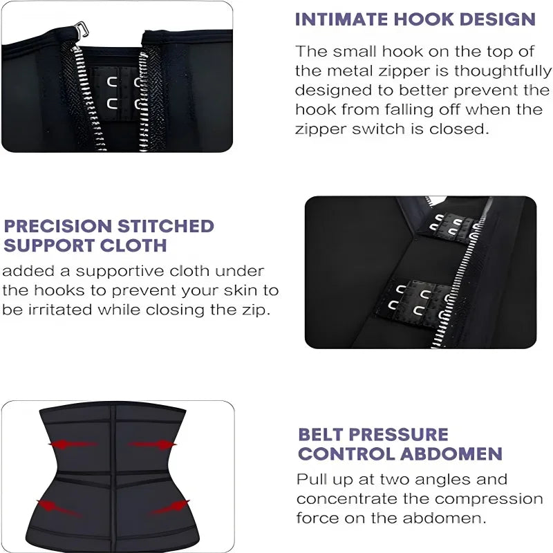 Sculpt & Lift Waist Trainer Waist Trainer, Trimmer, Cincher, Body Shaper, Belly Band- Double Belt Zipper Stomach Wraps for Weight Loss & Postpartum Recovery High Compression Zipper Corset with Adjustable Dual Straps for Shape