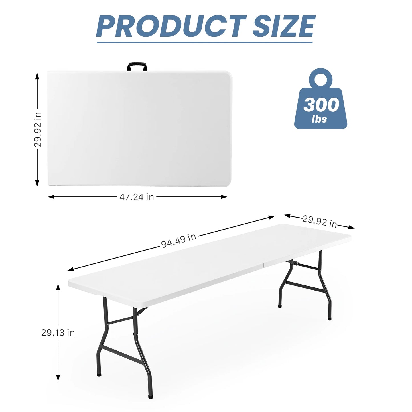 JHK Portable Folding Table Outdoor Indoor Heavy Duty With Handle