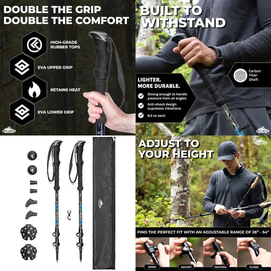 Trekking Poles With Quick Adjustable Locks For Walking And Hiking