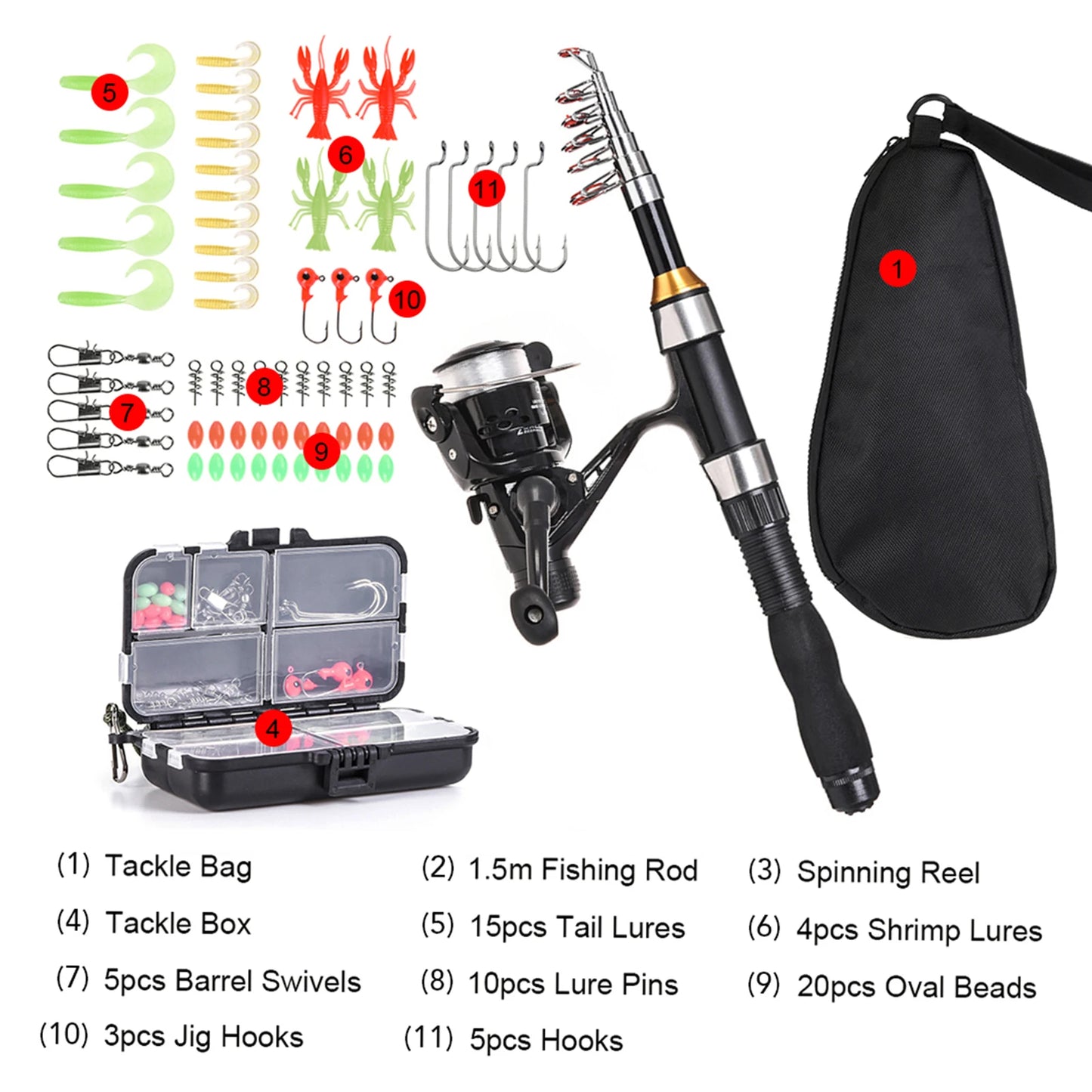 Telescopic Fishing Rod Reel Combo Kit With Lures And Bag