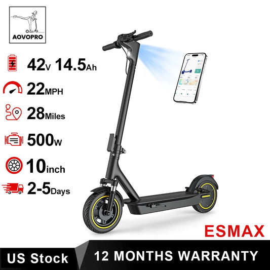 AOVOPRO ESMAX 500W Folding Electric Scooter 22 MPH App Enabled