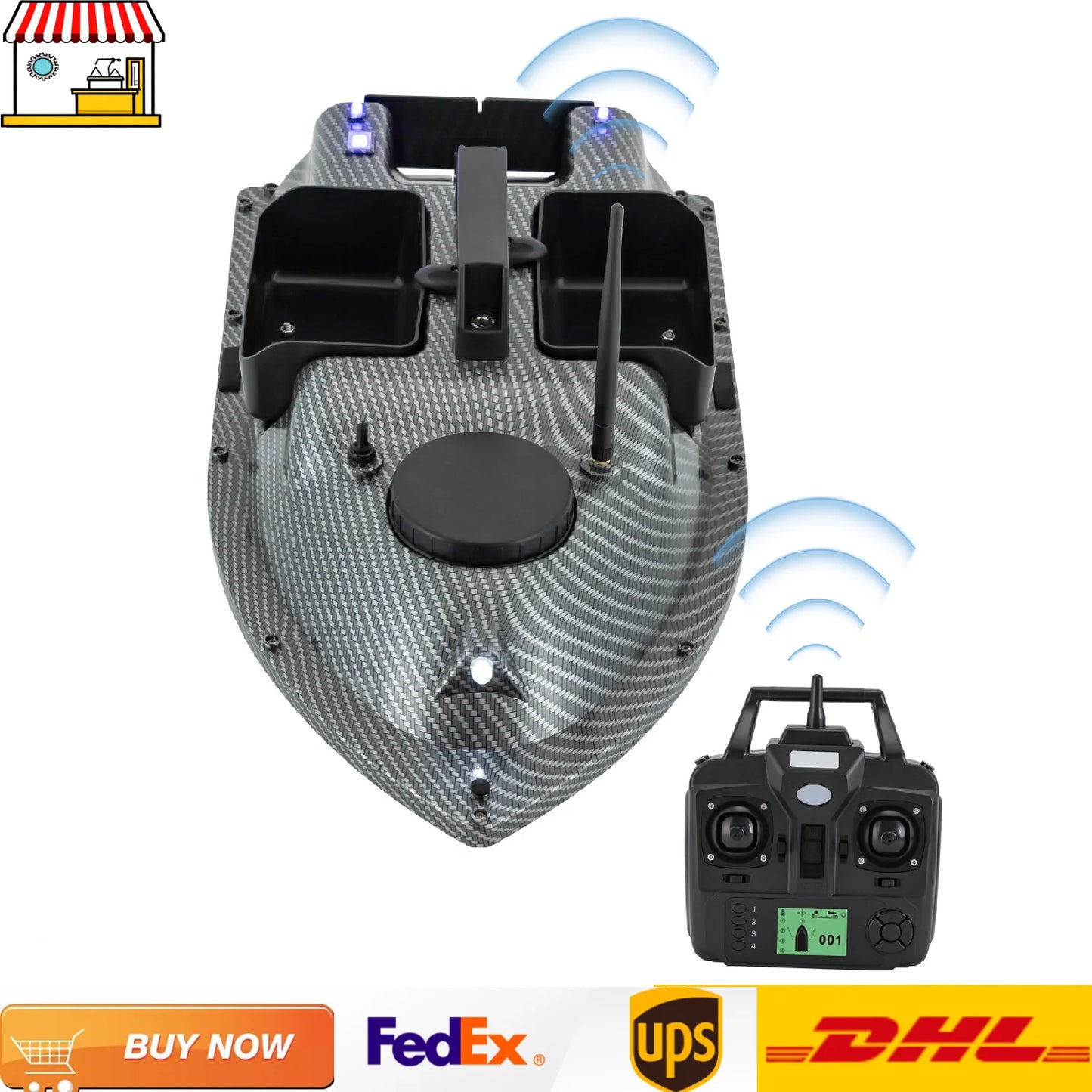 Rechargeable GPS Fishing Bait Boat With Dual Batteries 16 Points