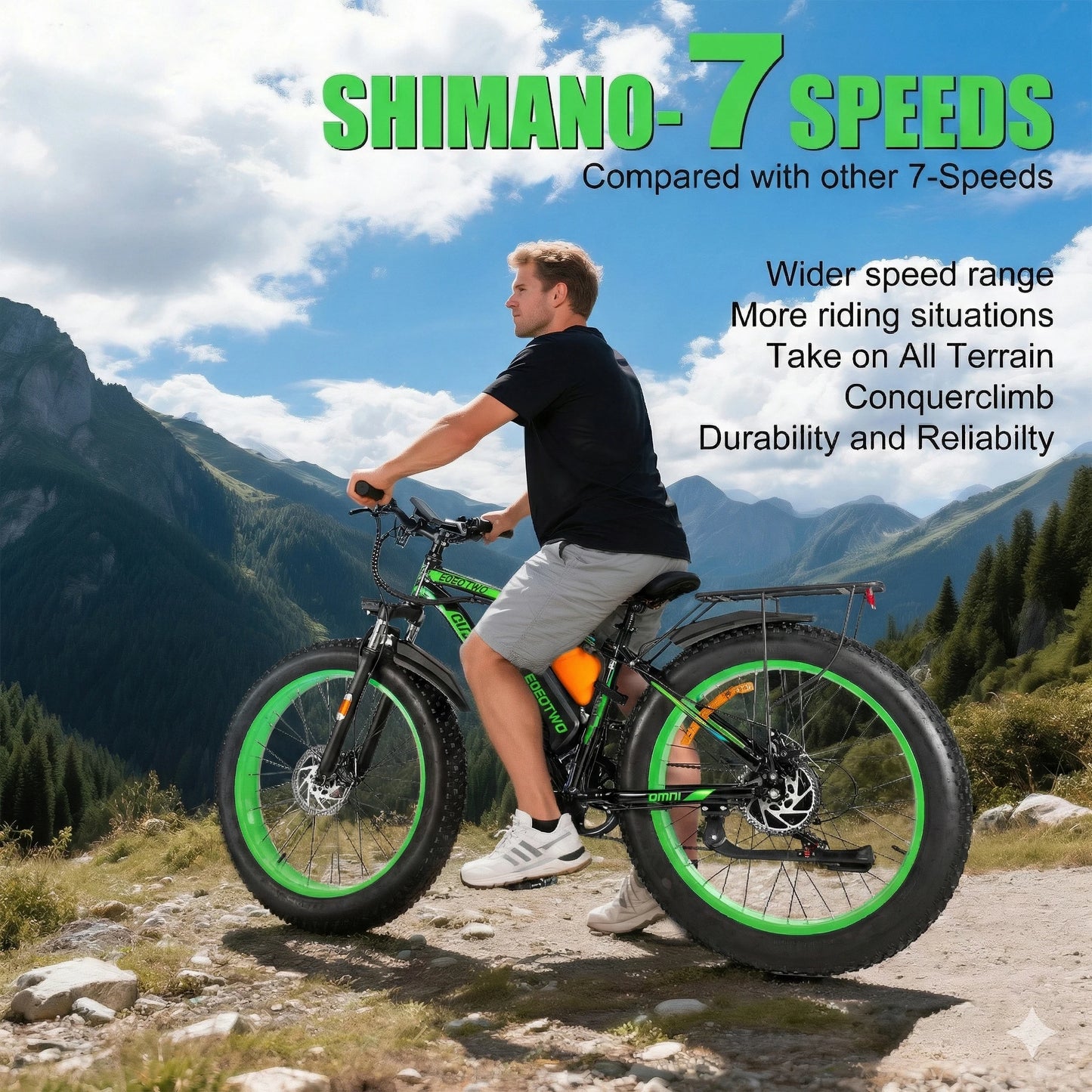 EOEOTWO Fat Tire Electric Bike 48V 20Ah Battery 1000W Motor
