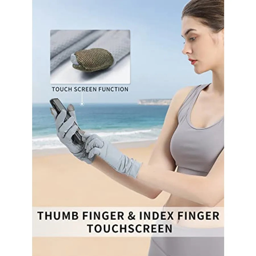 UV Protection Touchscreen Gloves UPF 50 For Cycling Running Fishing