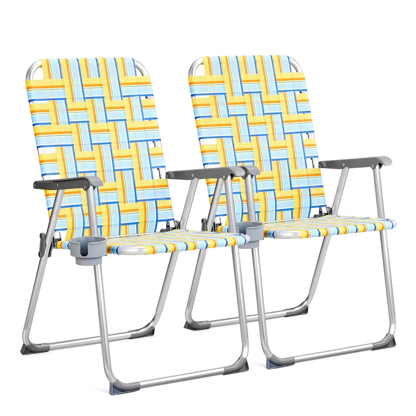 Aluminum Folding Patio Chairs With Detachable Cup Holders 2Pack