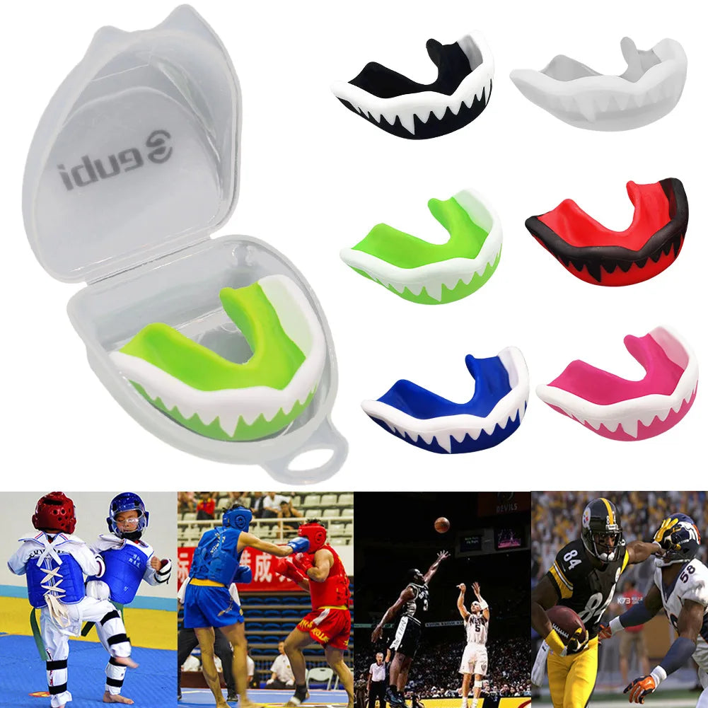 Mouth Guard Teeth Protector with Storage Box Adults Junior Mouth Guard for Football Wrestling Hockey Lacrosse Boxing