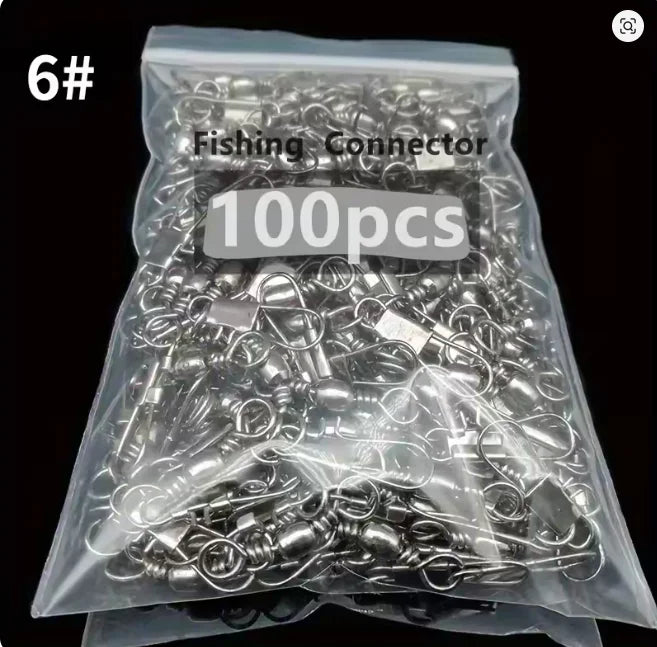 100Pcs Ball Bearing Snap Swivels Swivels Fishing Tackle with Safety Interlock Snap Saltwater Freshwater Stainless Fishing Tackle