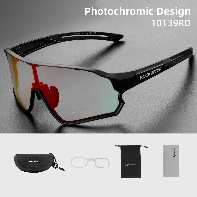 ROCKBROS Photochromic Cycling Sunglasses UV400 For MTB Racing