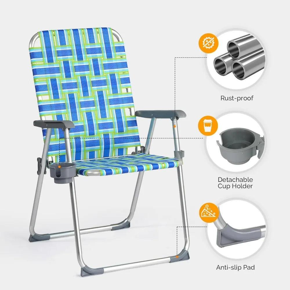 Aluminum Folding Patio Chairs With Detachable Cup Holders 2Pack
