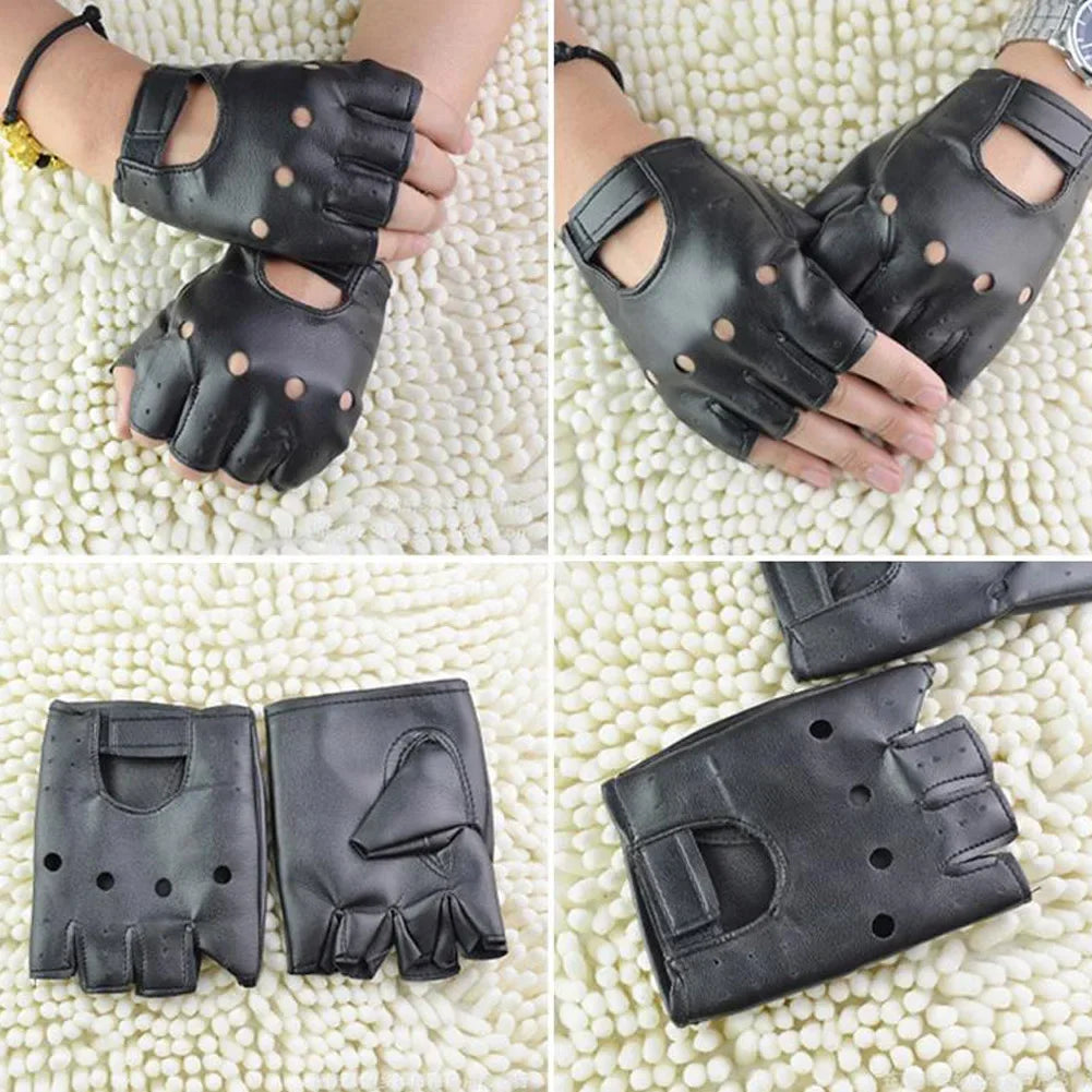 YJSFG HOUSE Leather Fingerless Mittens for Men and Motorcycle Riders