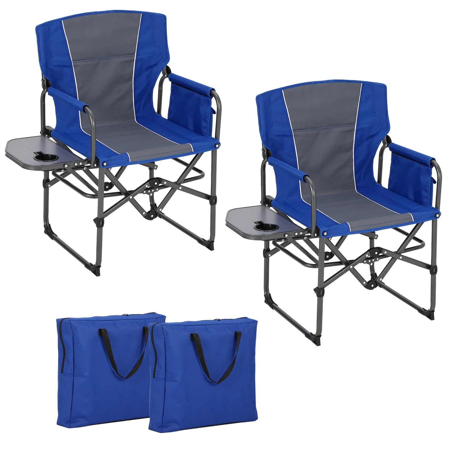 HiMISS Heavy-Duty Folding Directors Chair With Side Table Cup Holder