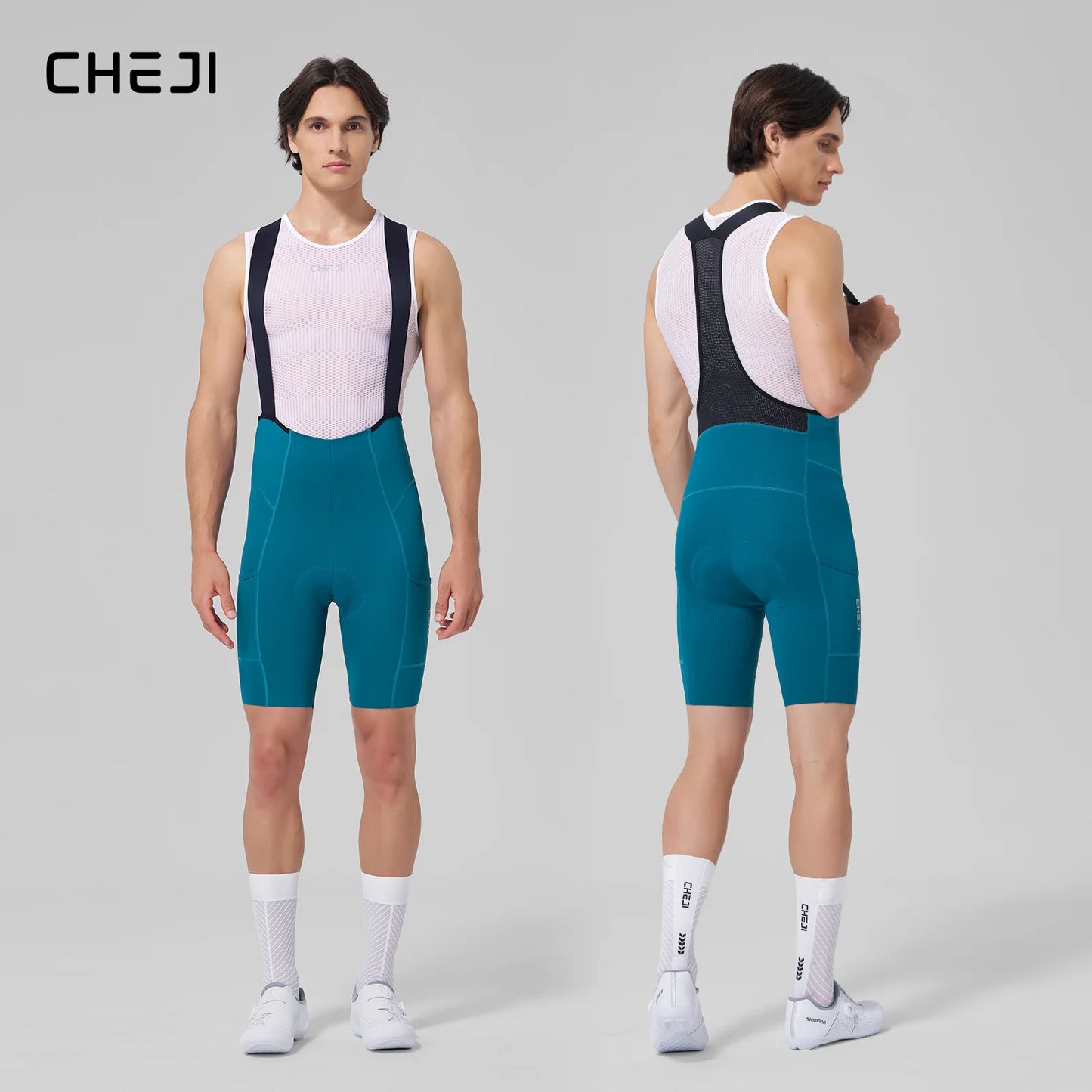 Cheji Men's Cycling Bib Shorts Seamless Quick-Drying Breathable