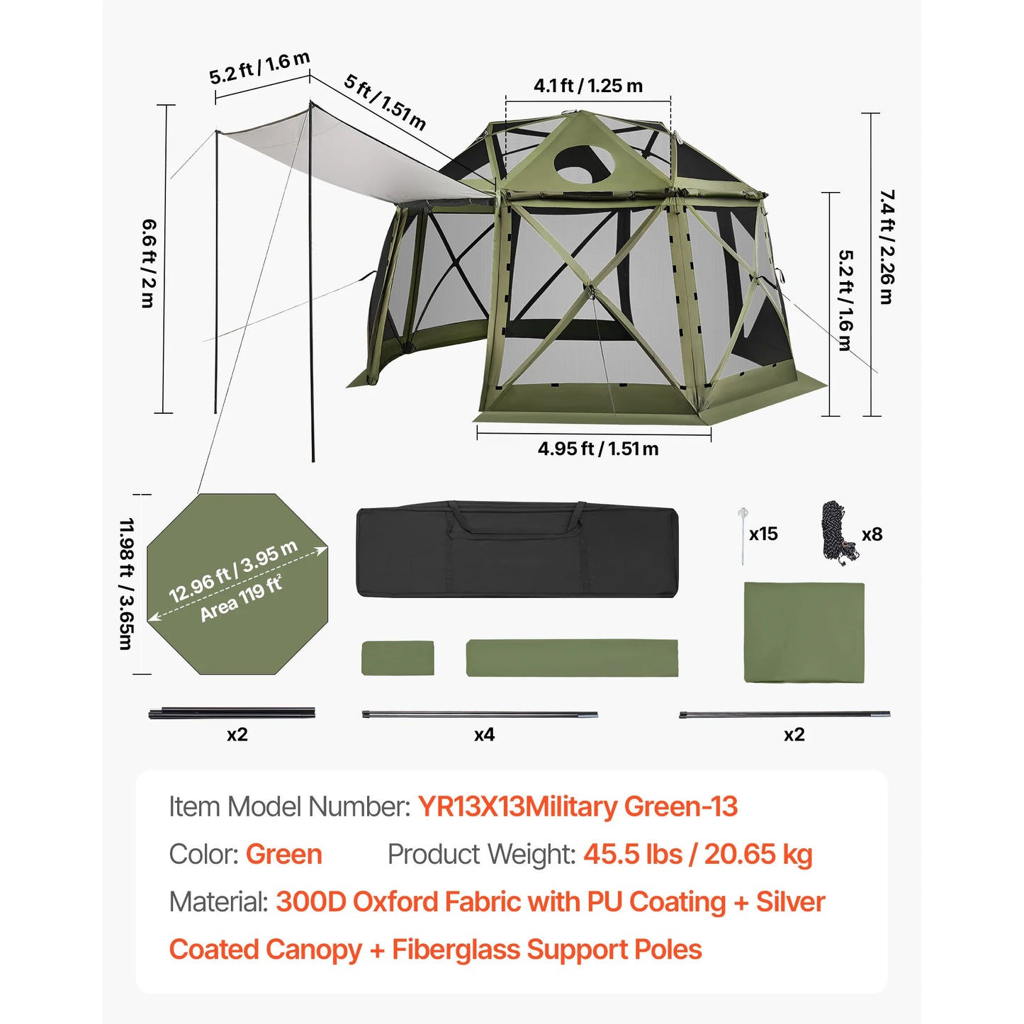 SucceBuy Pop Up Gazebo Screen Tent With Removable Top