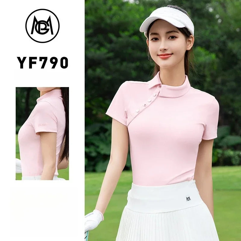PGM Women's Short Sleeve Golf Polo Shirt YF790 Outdoor Sports