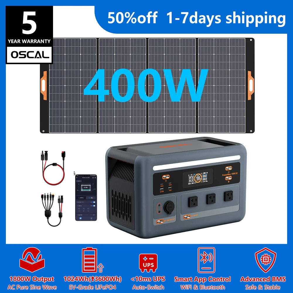 OSCAL PowerMax 1800W Portable Power Station 1024Wh LiFePO4