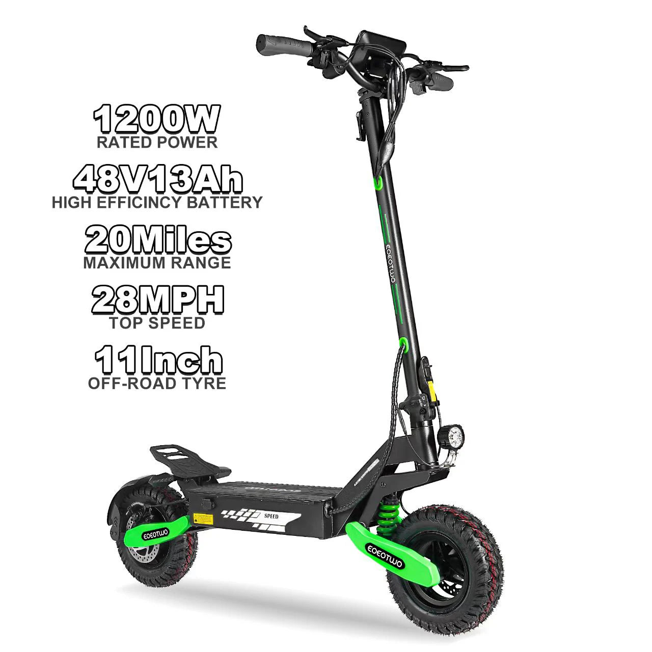 EOEOTWO 1200W Off Road Electric Scooter 48V 30MPH Foldable