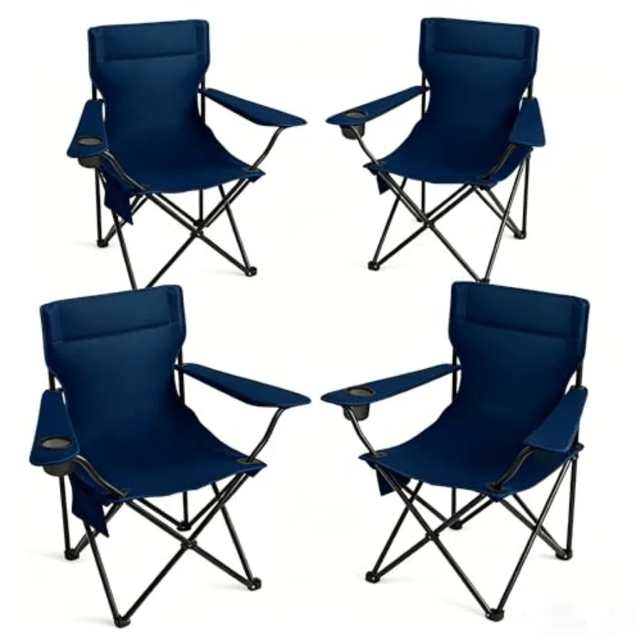 Portable Camping Chairs 4 Pack With Cup Holder And Pocket