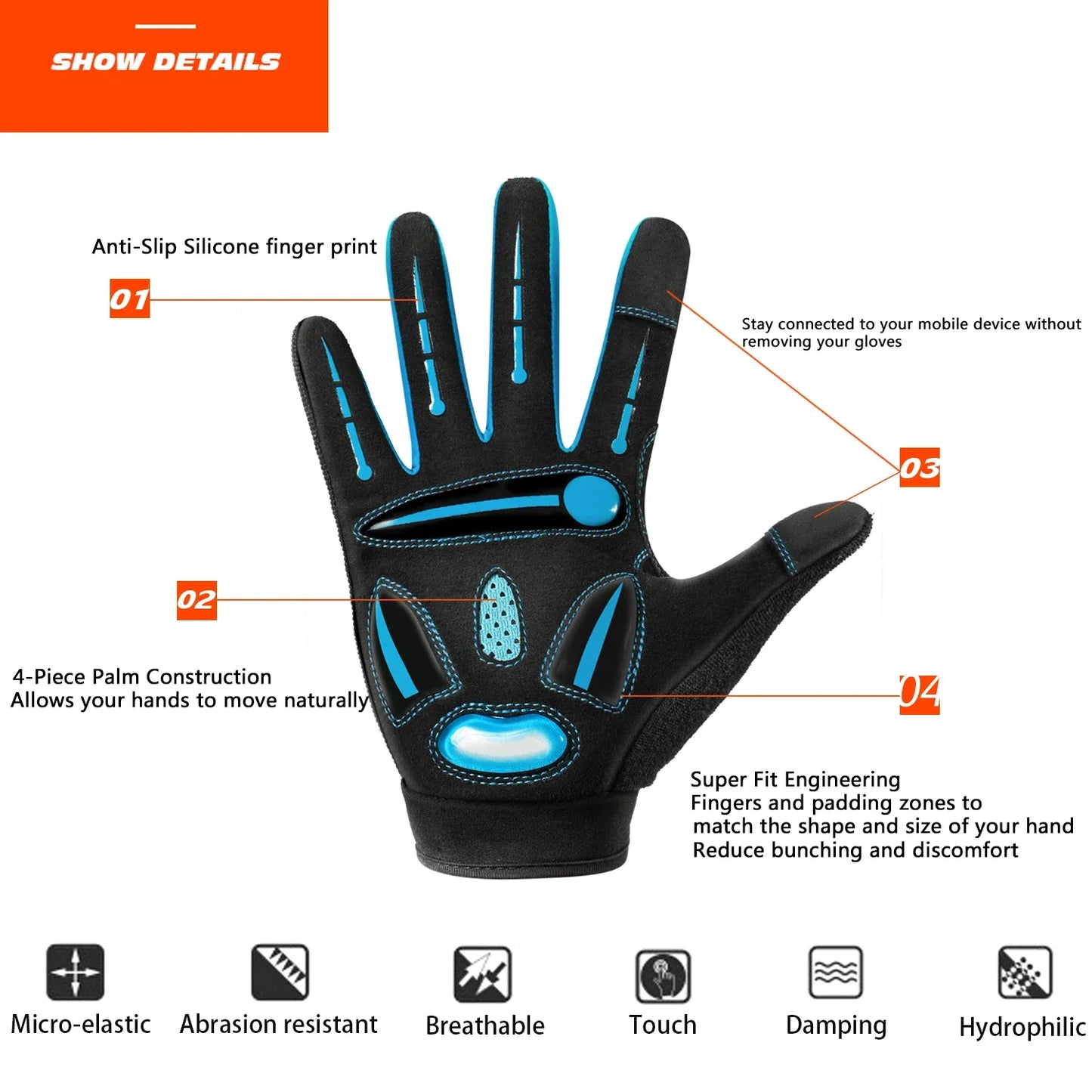 Breathable Racing Gloves for Motocross and Cycling Unisex Touch Screen