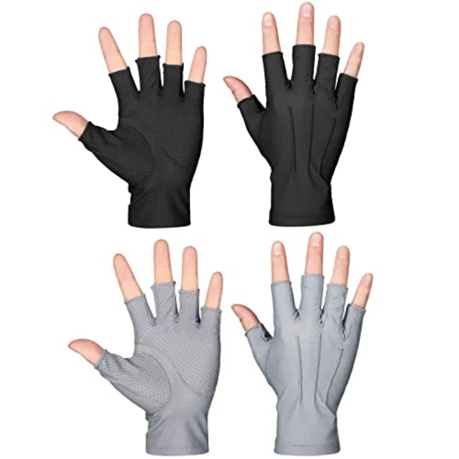 Summer Fingerless Gloves UV Protection Nonslip Touchscreen Driving Hiking Men