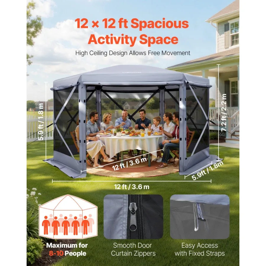 Pop Up Gazebo Tent Six Sided Bite Proof Screen House