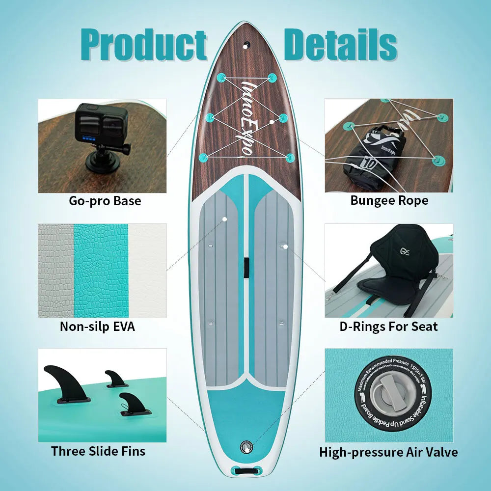 InnoExpo Inflatable Stand Up Paddle Board for All Skill Levels with Premium SUP Paddleboard Accessories,Non-Slip Comfort Deck