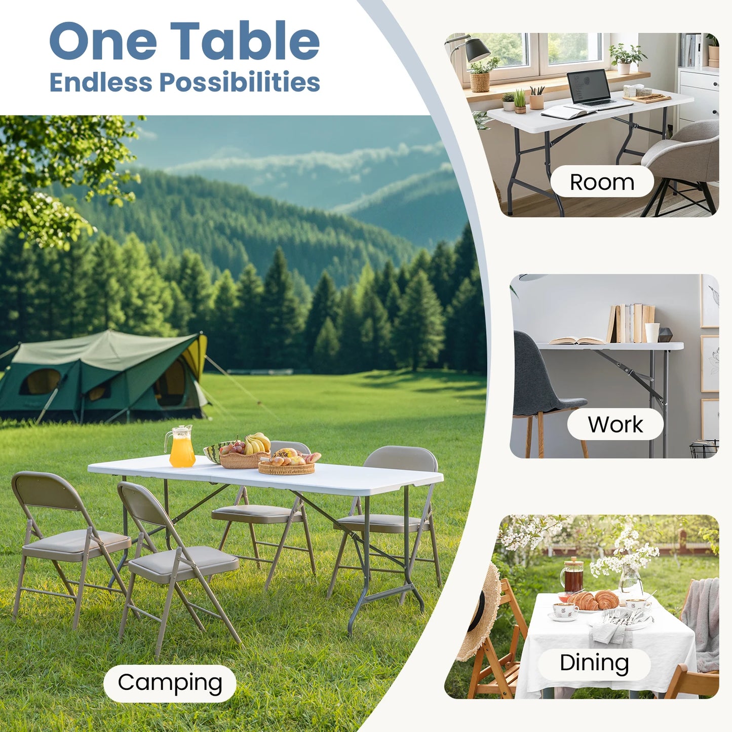 JHK Portable Folding Camping Table With Carrying Handle